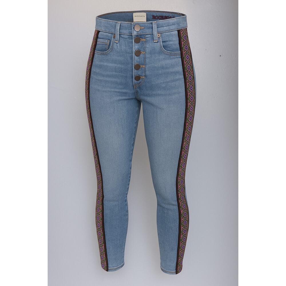 Alice+Olivia High Rise Skinny Jeans Side Stripe Designer Boho Chic Y2K-Sz 28